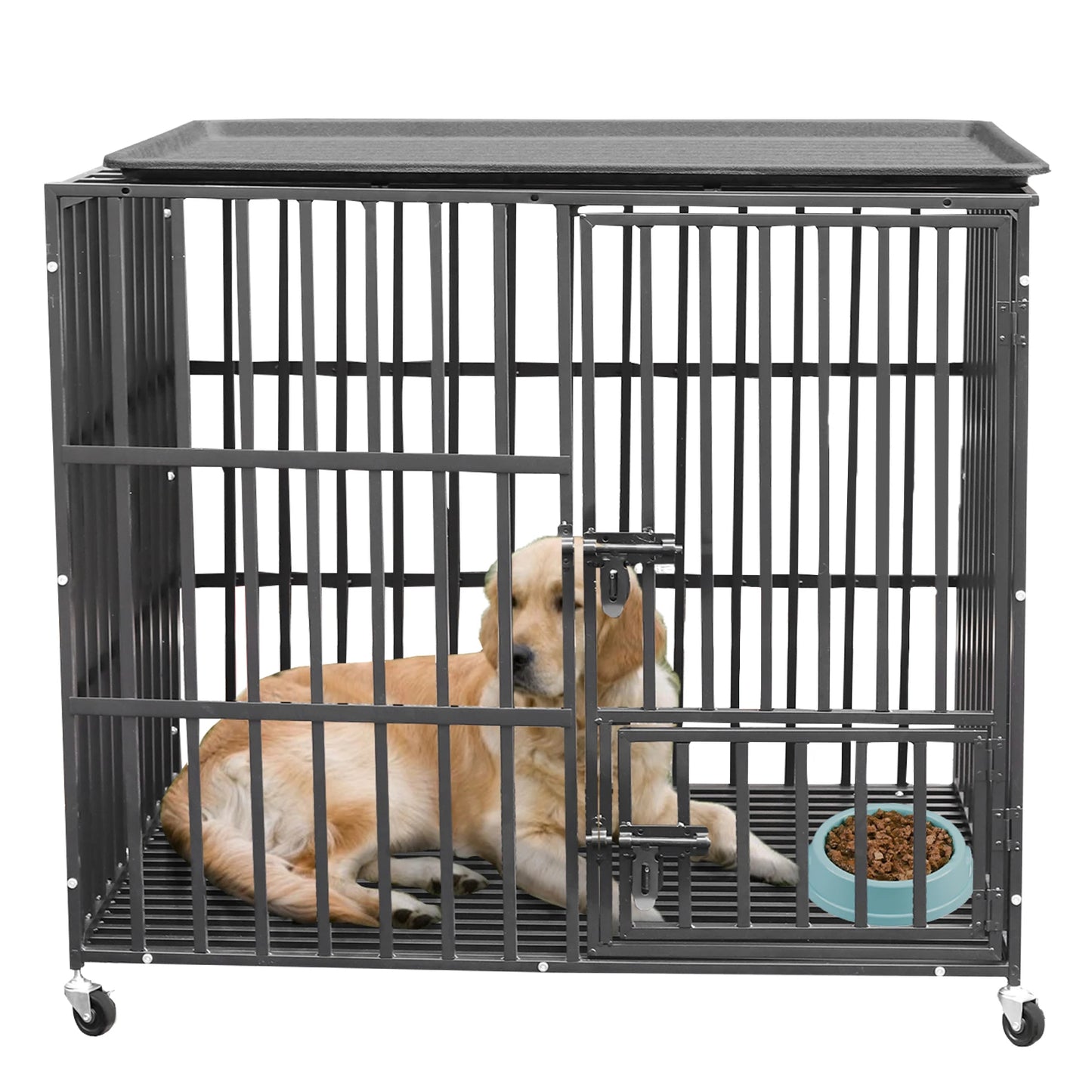 Give your large dog secure, heavy‑duty comfort with this rolling XXL metal pet cage. Built from thick, reinforced steel, it offers long‑lasting strength with smooth‑glide wheels for easy movement. The removable tray mak