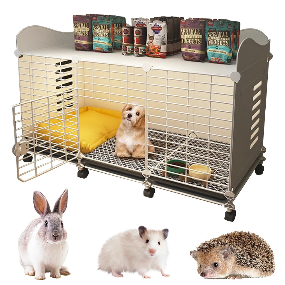 Dog Kennel with Wheels & Tray – Indoor Wire Cage Crate for Small/Medium/Large Dogs