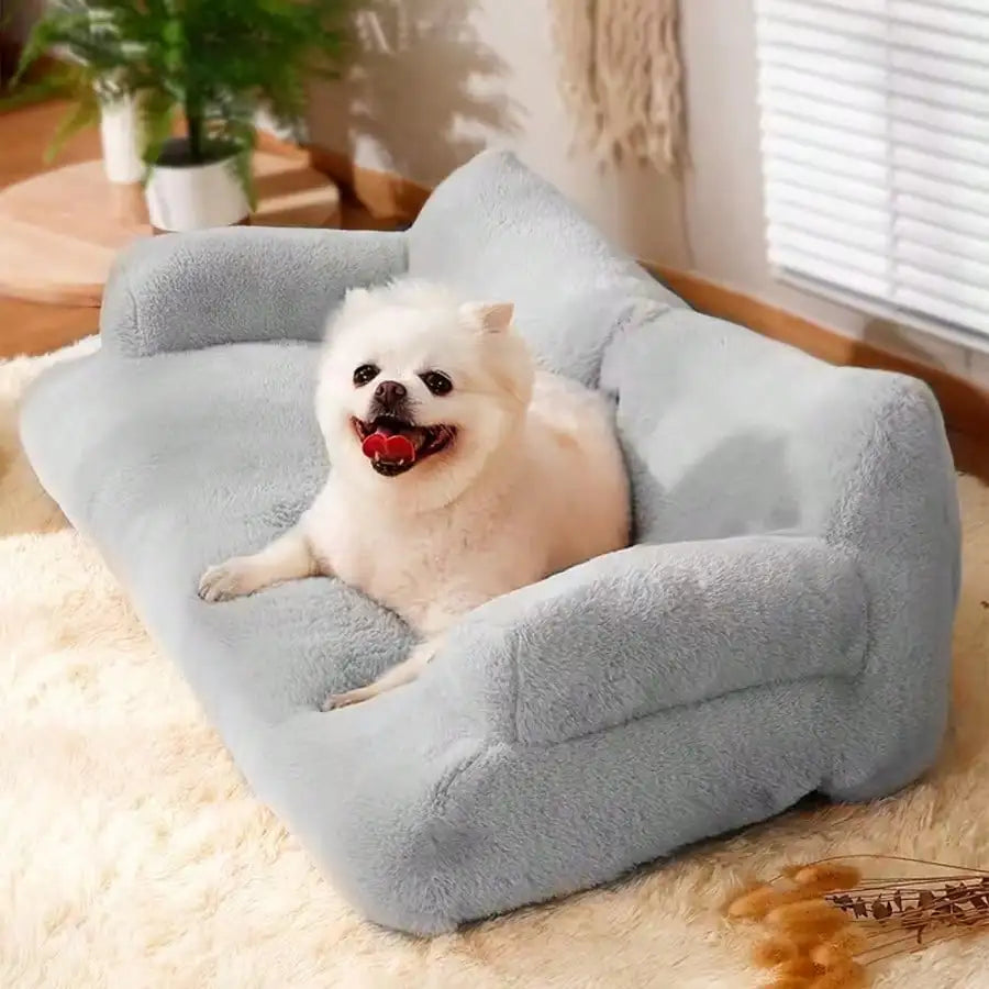 Cozy Plush Dog Sofa Bed – Raised Edge, Washable & Non‑Slip