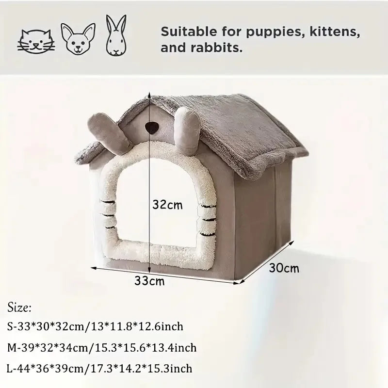 Give your pet a cozy little hideaway with this collapsible pet house and detachable bed tent. Soft, warm, and perfectly sized for small and medium pets, it creates a snug retreat they’ll love. Washable, lightweight, and eas