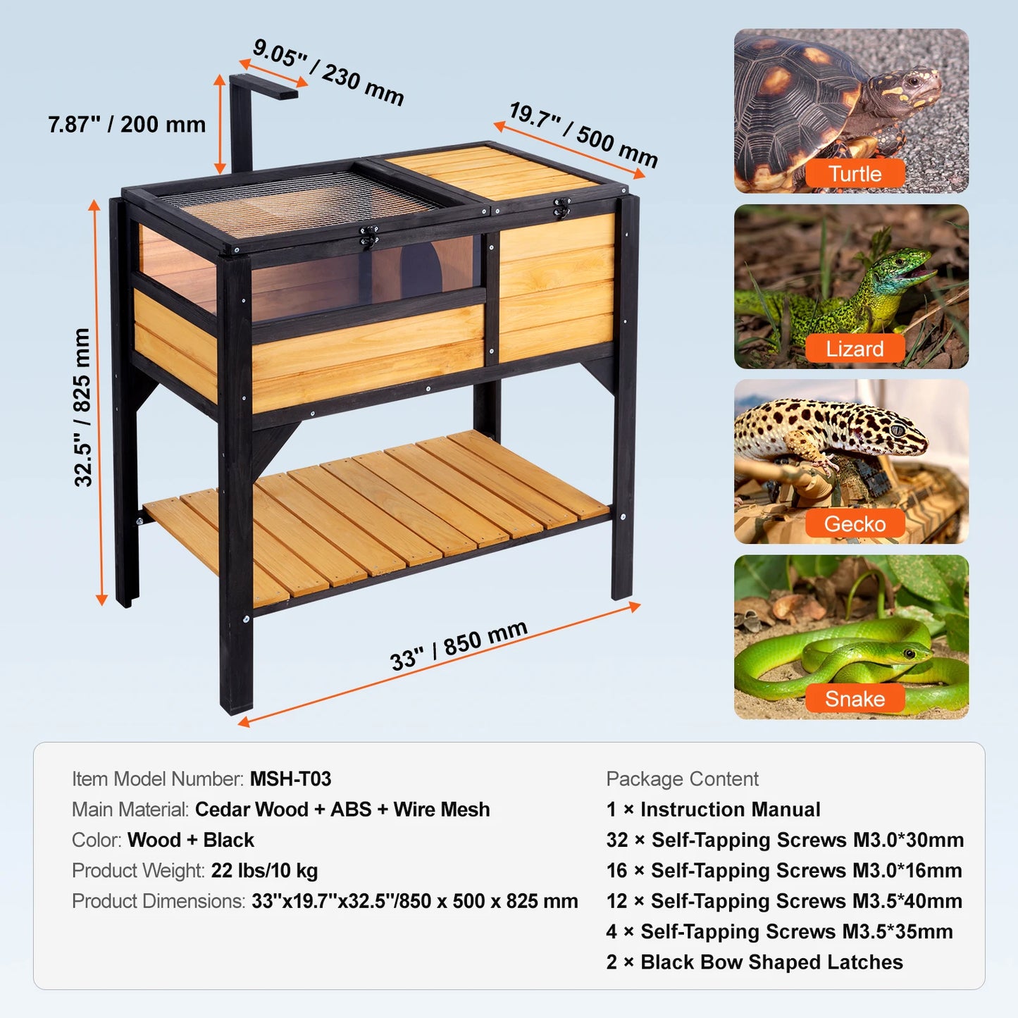 Adjustable Lamp Holder for Reptile Enclosures, Adjustable Holder for Tortoise & Gecko Enclosures.