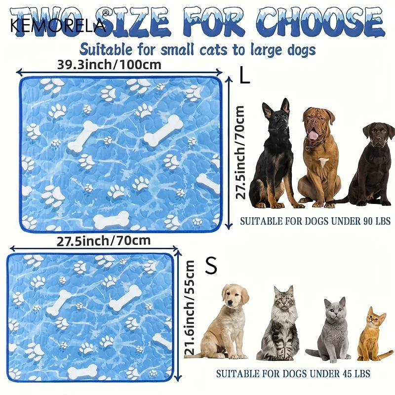 Self‑Cooling Ice Silk Mat, Washable Summer Pet Cooling Pad