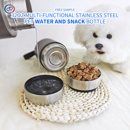 32Oz Portable 3 in 1 Pet Water Bottle Stainless Steel Pet Feeder Travel Outdoor