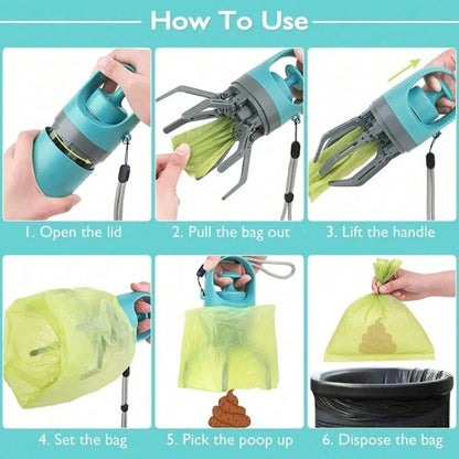 Easy‑Grip Dog Poop Scooper with Built‑In Bag Holder