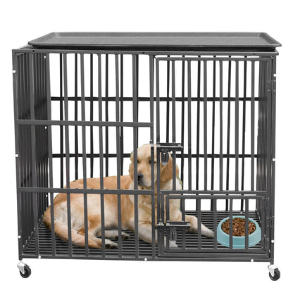 Give your large dog secure, heavy‑duty comfort with this rolling XXL metal pet cage. Built from thick, reinforced steel, it offers long‑lasting strength with smooth‑glide wheels for easy movement. The removable tray mak