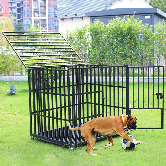 Give your large dog secure, heavy‑duty comfort with this rolling XXL metal pet cage. Built from thick, reinforced steel, it offers long‑lasting strength with smooth‑glide wheels for easy movement. The removable tray mak