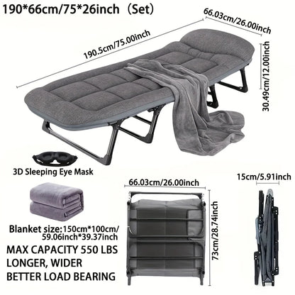Portable Adjustable Single Bed – Foldable Frame + Pillow, Heavy‑Duty Portable Cot Bed – Adjustable & Foldable.