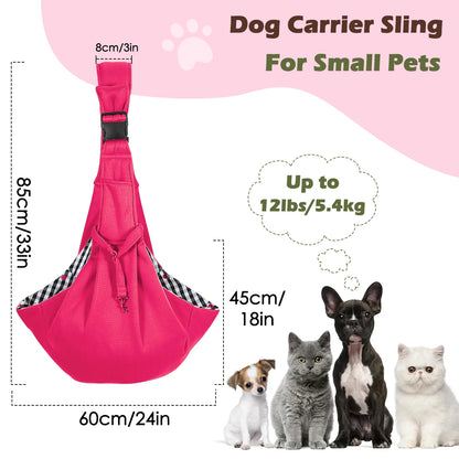 Pawaboo Small Dog Sling Carrier Reversible Hands-Free Adjustable Strap Buckle