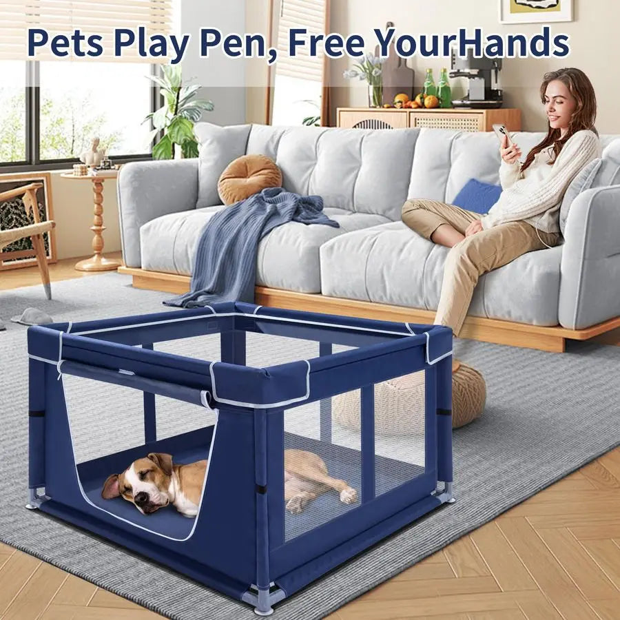 Playpen Indoor for Dog Small Pets, Dog Playpen 42x42 x25 inch, Dog Play Pen Indoors with Gate, Oxford Fabric Pet Exercise pens f