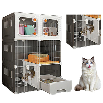 Indoor Metal Wire Cat Kennel with Hammock
