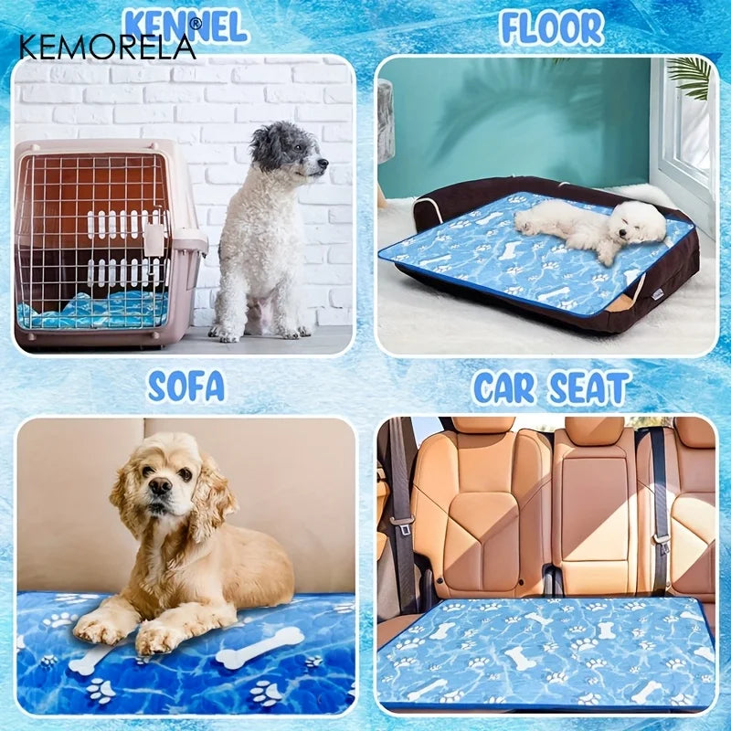Self‑Cooling Ice Silk Mat, Washable Summer Pet Cooling Pad