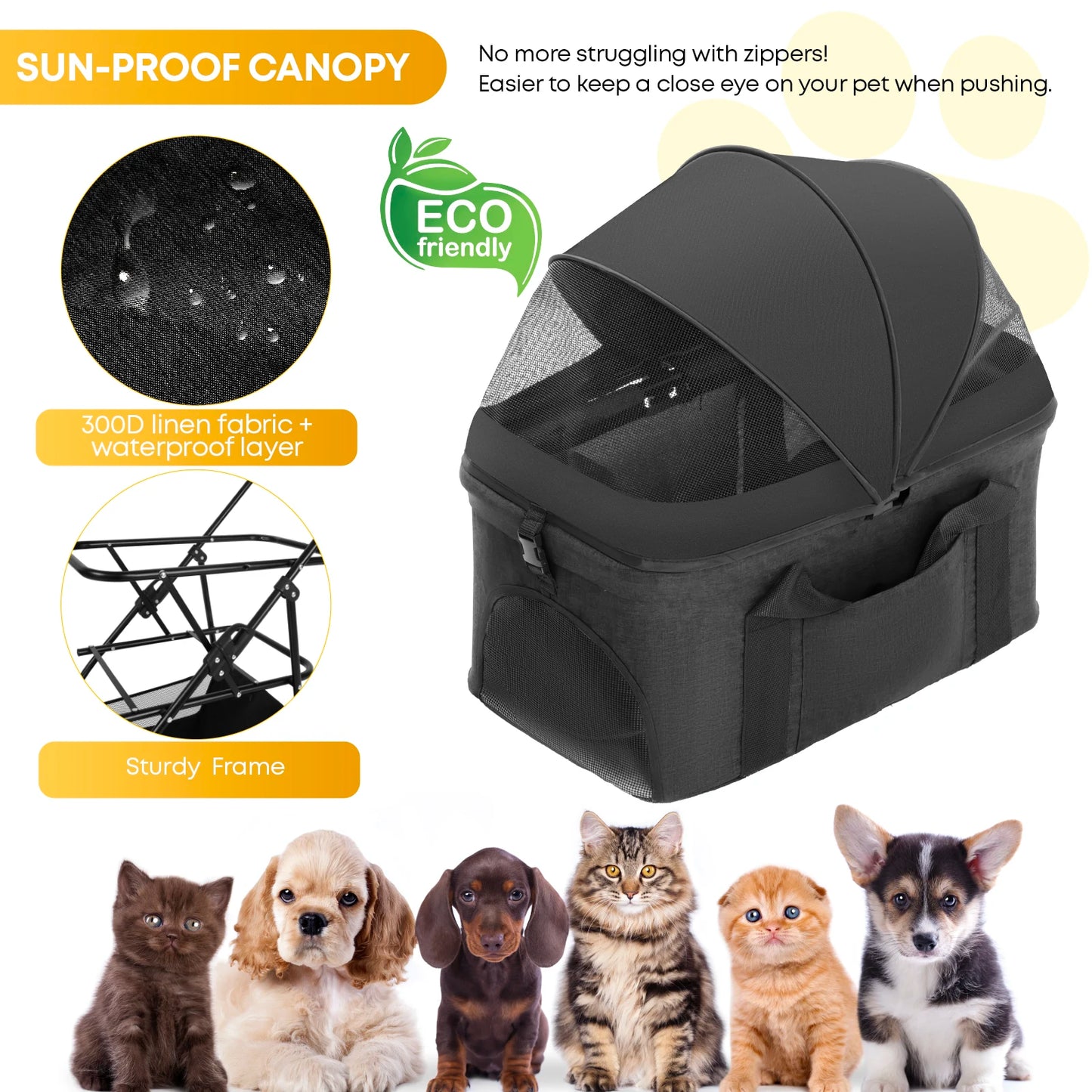 3‑in‑1 Pet Stroller with Removable Carrier