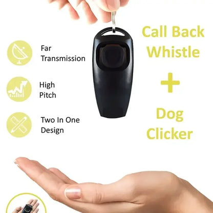 Dog Training Professional whistle + clicker set for better behavior every day. Recall Pet Obedience