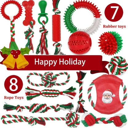Christmas Dog Toys 15‑Pack for Small & Medium Puppies