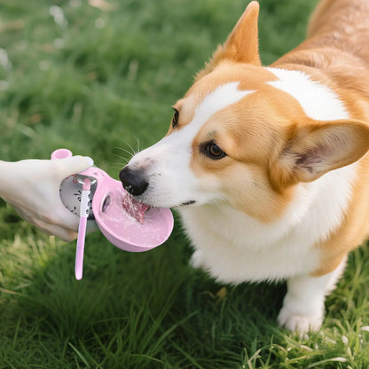 2‑in‑1 Portable Dog Water Bottle Stainless Steel + Silicone Leak‑Proof Travel Bottle for Small Dogs