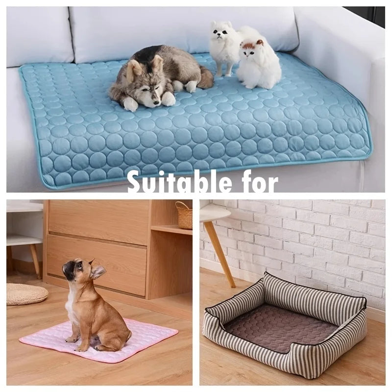 Give your pet instant summer relief with this extra‑large cooling mat. Made with durable ice‑silk fabric, it keeps dogs and cats comfortable on sofas, beds, and floors. Lightweight, washable, and perfect for small to big
