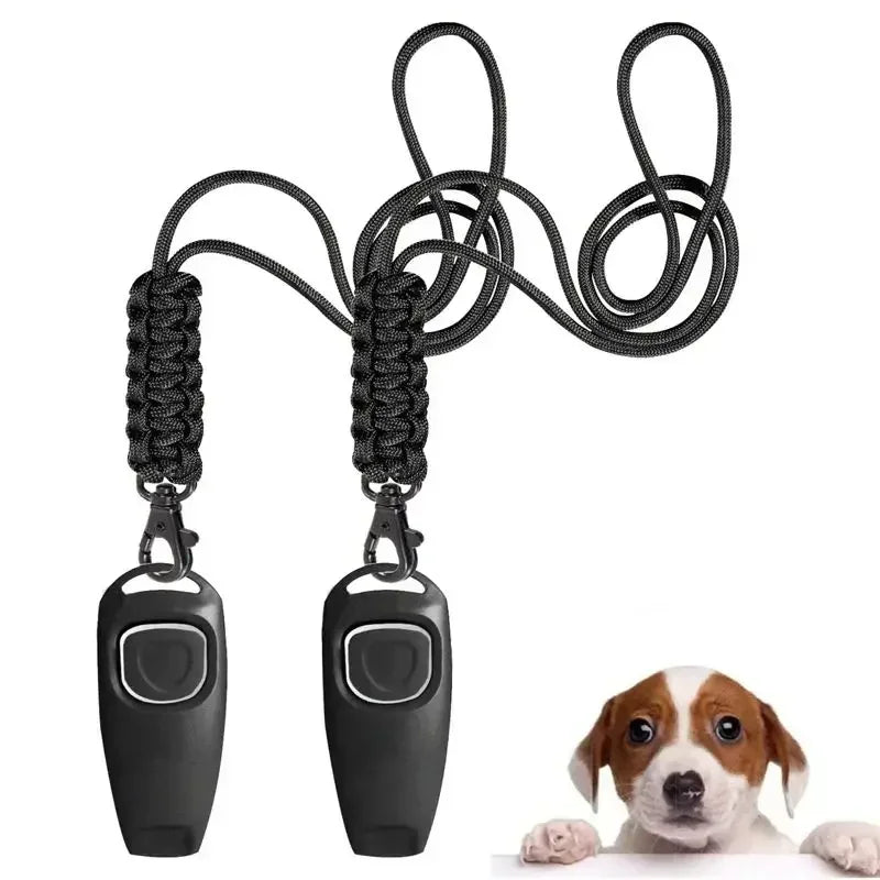 Dog Training Professional whistle + clicker set for better behavior every day. Recall Pet Obedience