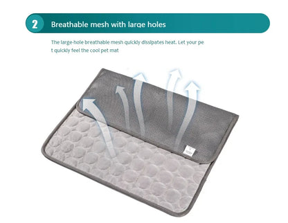 Give your pet instant summer relief with this extra‑large cooling mat. Made with durable ice‑silk fabric, it keeps dogs and cats comfortable on sofas, beds, and floors. Lightweight, washable, and perfect for small to big