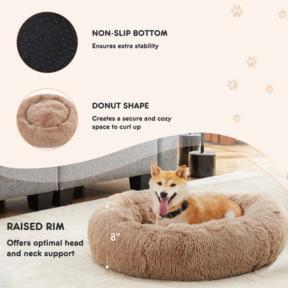 Washable Plush Round Dog Bed for Medium & Large Dogs.