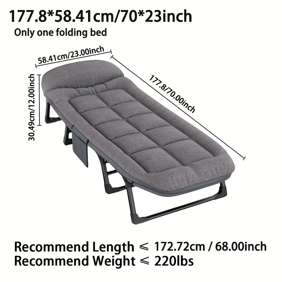 Portable Adjustable Single Bed – Foldable Frame + Pillow, Heavy‑Duty Portable Cot Bed – Adjustable & Foldable.