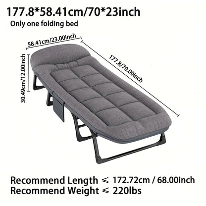 Portable Adjustable Single Bed – Foldable Frame + Pillow, Heavy‑Duty Portable Cot Bed – Adjustable & Foldable.