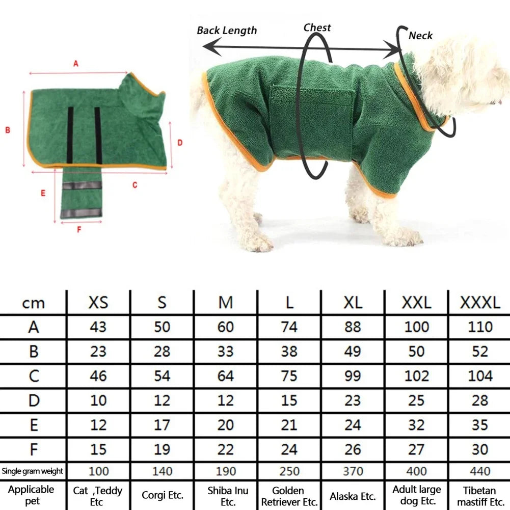 Adjustable, Fast‑Dry Bath Towel Coat for Small to Large Dogs