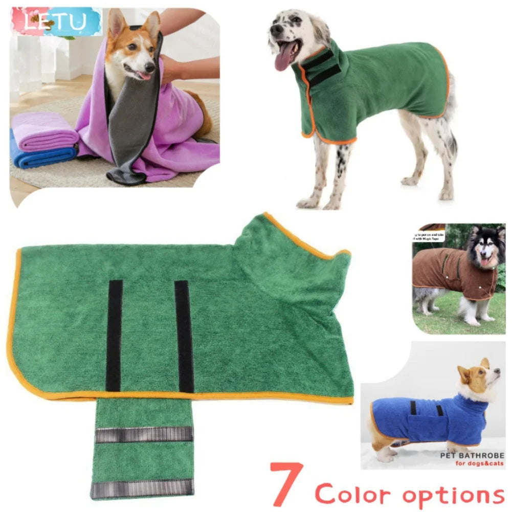 Adjustable, Fast‑Dry Bath Towel Coat for Small to Large Dogs