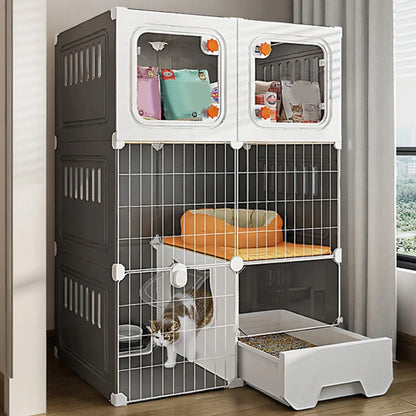 Indoor Metal Wire Cat Kennel with Hammock