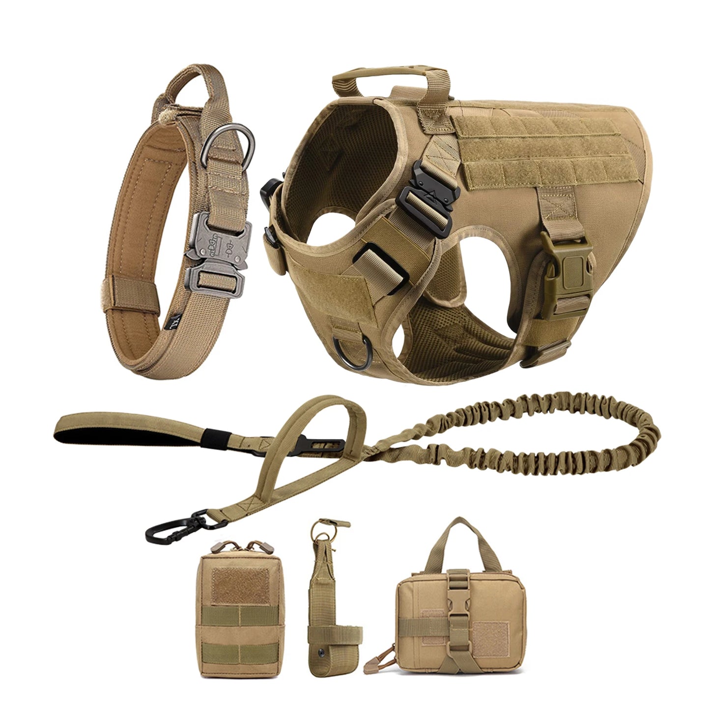 Adjustable Tactical Dog Vest Set for Medium/Large Dogs