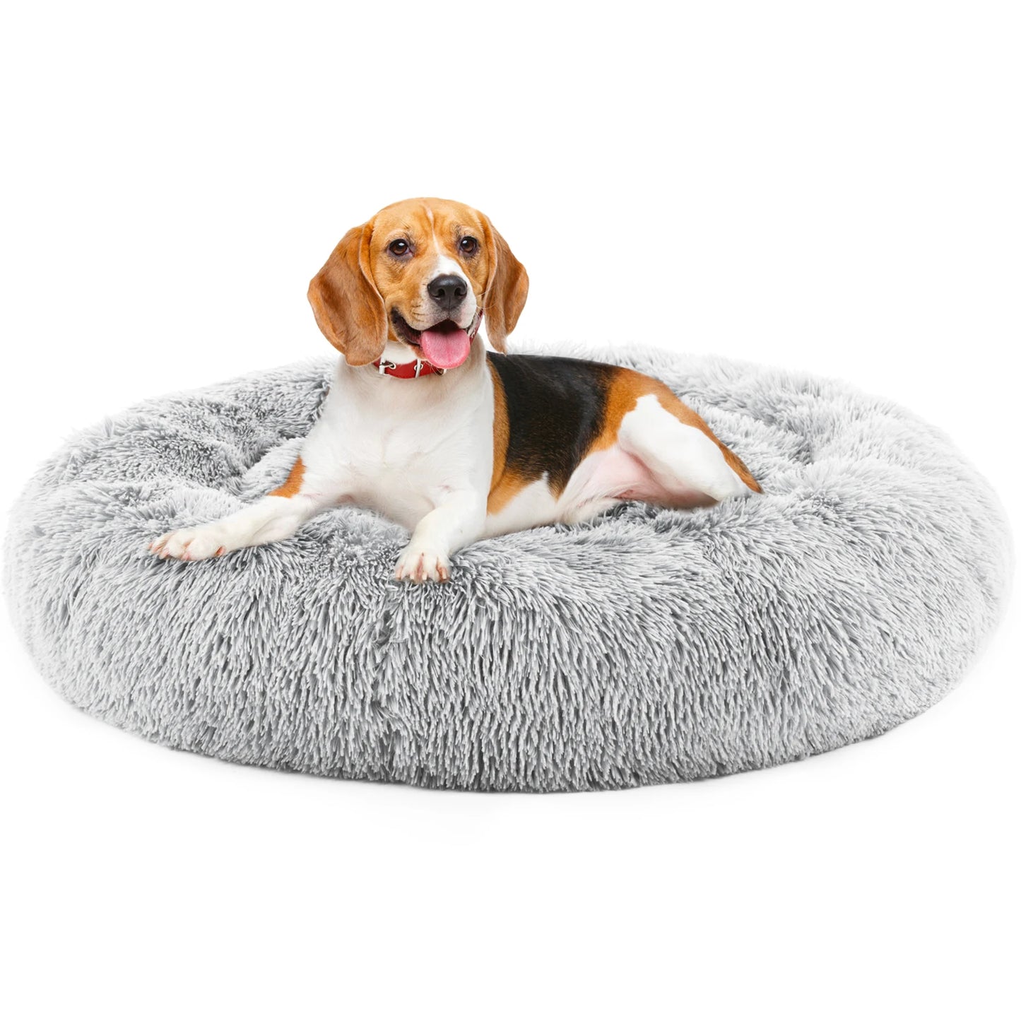 Washable Plush Round Dog Bed for Medium & Large Dogs.