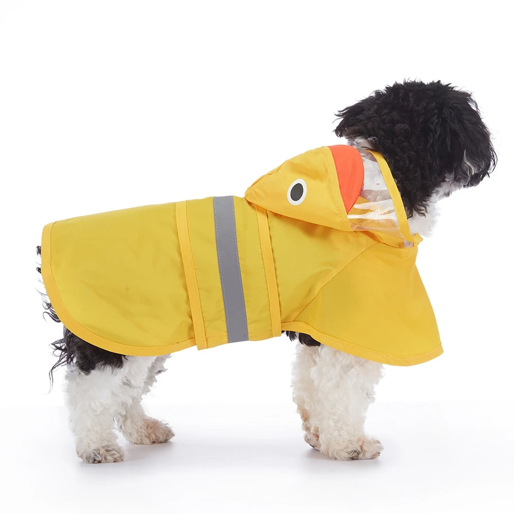 Hooded Dog Raincoat with Reflective Trim