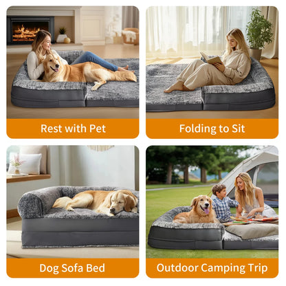 Foldable Orthopedic Calming Pet Bed with Ultra‑Soft Plush Cover for Dogs, Cats & Adults