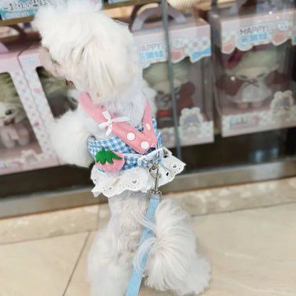 Lace Vest Chest Strap with Matching Collar for Small/Medium Dogs & Puppies
