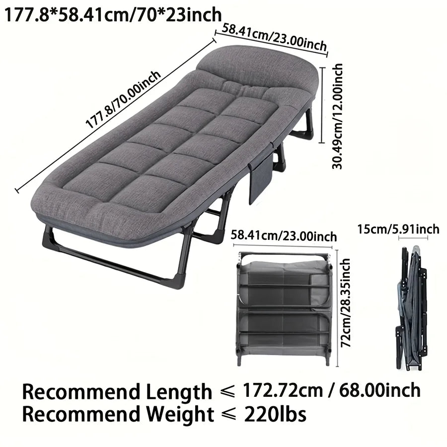 Portable Adjustable Single Bed – Foldable Frame + Pillow, Heavy‑Duty Portable Cot Bed – Adjustable & Foldable.