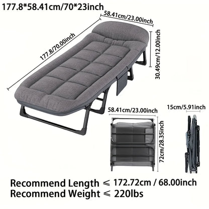 Portable Adjustable Single Bed – Foldable Frame + Pillow, Heavy‑Duty Portable Cot Bed – Adjustable & Foldable.