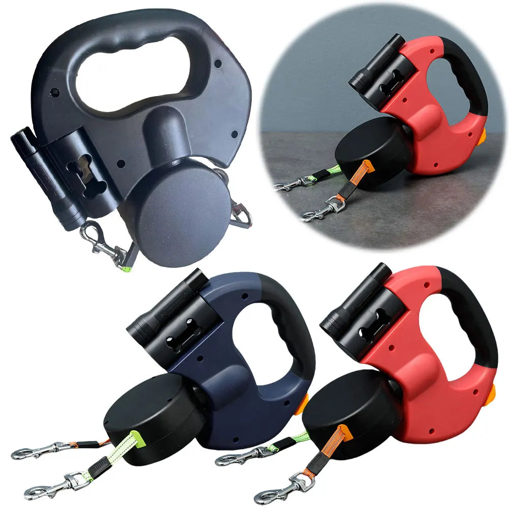 Dual Dog Walking Leash with LED Safety Light