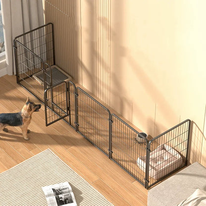 4/6 Panels Dog Fence Playpen Foldable Puppy Exercise Kennel Teddy Animal Escape Barrier Heavy Duty Cage for Dog Cat Rabbit Pet