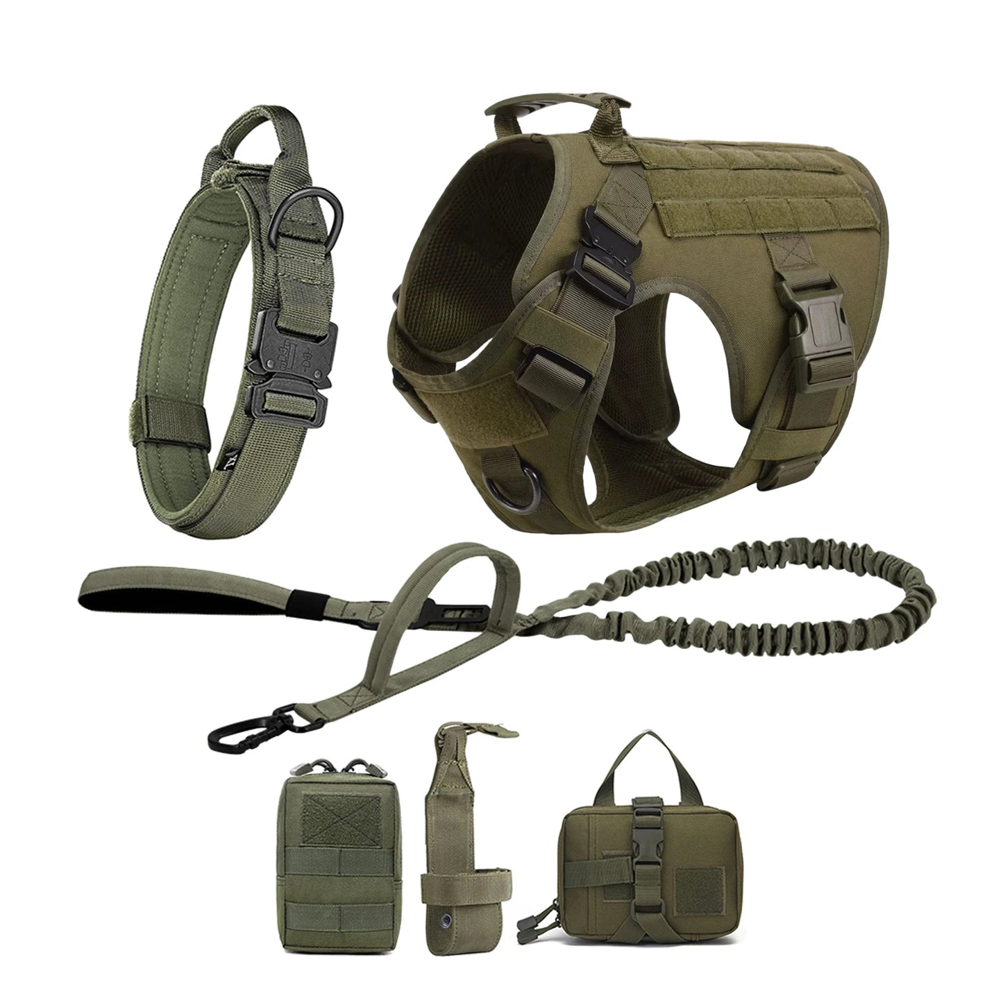 Adjustable Tactical Dog Vest with Leash & Accessory Pouches, Training & Walking Tactical Dog Vest Set – Large Breeds.