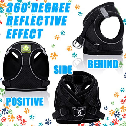 6 Pcs Small Dogs and Cats Harness with Retractable Leash and Bowknot