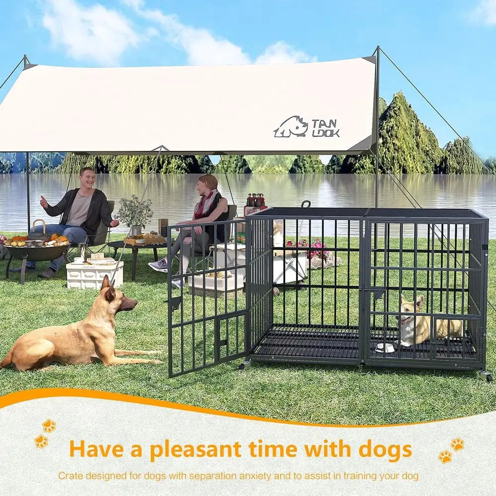 Give your large dog secure, long‑lasting comfort with this heavy‑duty metal crate. Available in 42, 48, and 54 inches, it’s built with reinforced steel, an indestructible frame, and smooth lockable wheels for easy indoo