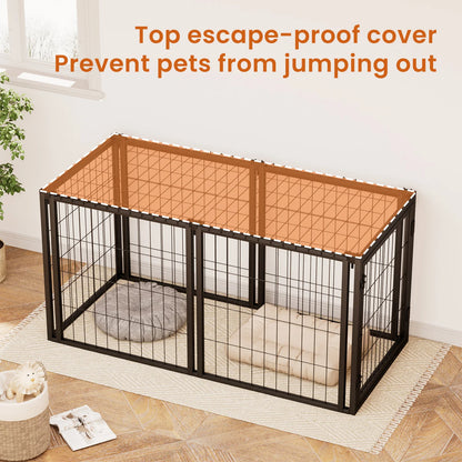 Dog Crate with Top, Indoor Kennel for Small/Medium Dogs Black.47.2"L x 22"W x 24"H.