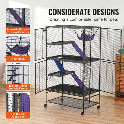 64.6" Large 4‑Tier Small Animal Habitat for Rats, Hamsters, Guinea Pigs & Chinchillas