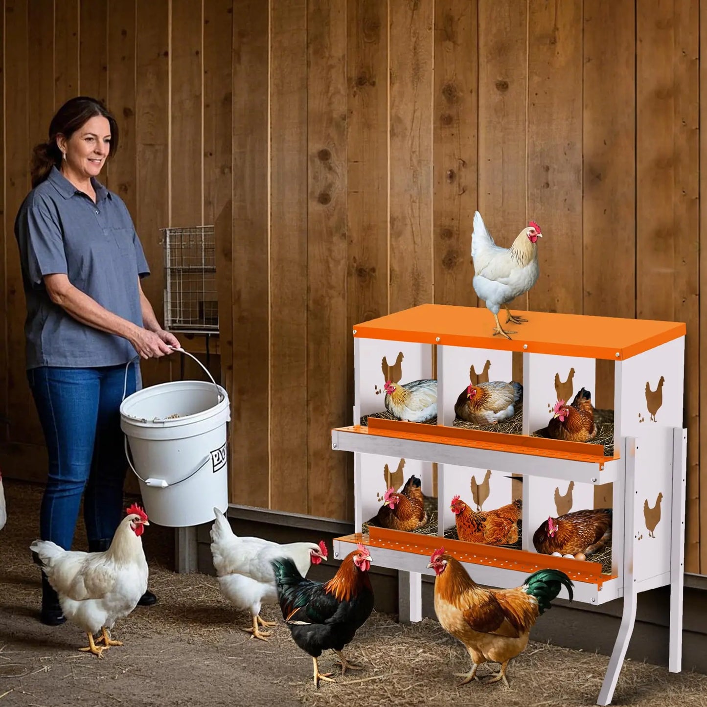 6‑Hole Chicken Laying Box with Trays