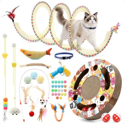 40 Pieces Cat Toys for Indoor Interactive Set with Scratcher & Catnip