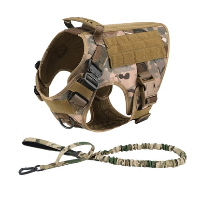 Adjustable Tactical Dog Vest with Leash & Accessory Pouches, Training & Walking Tactical Dog Vest Set – Large Breeds.
