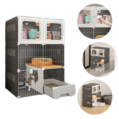 Indoor Metal Wire Cat Kennel with Hammock