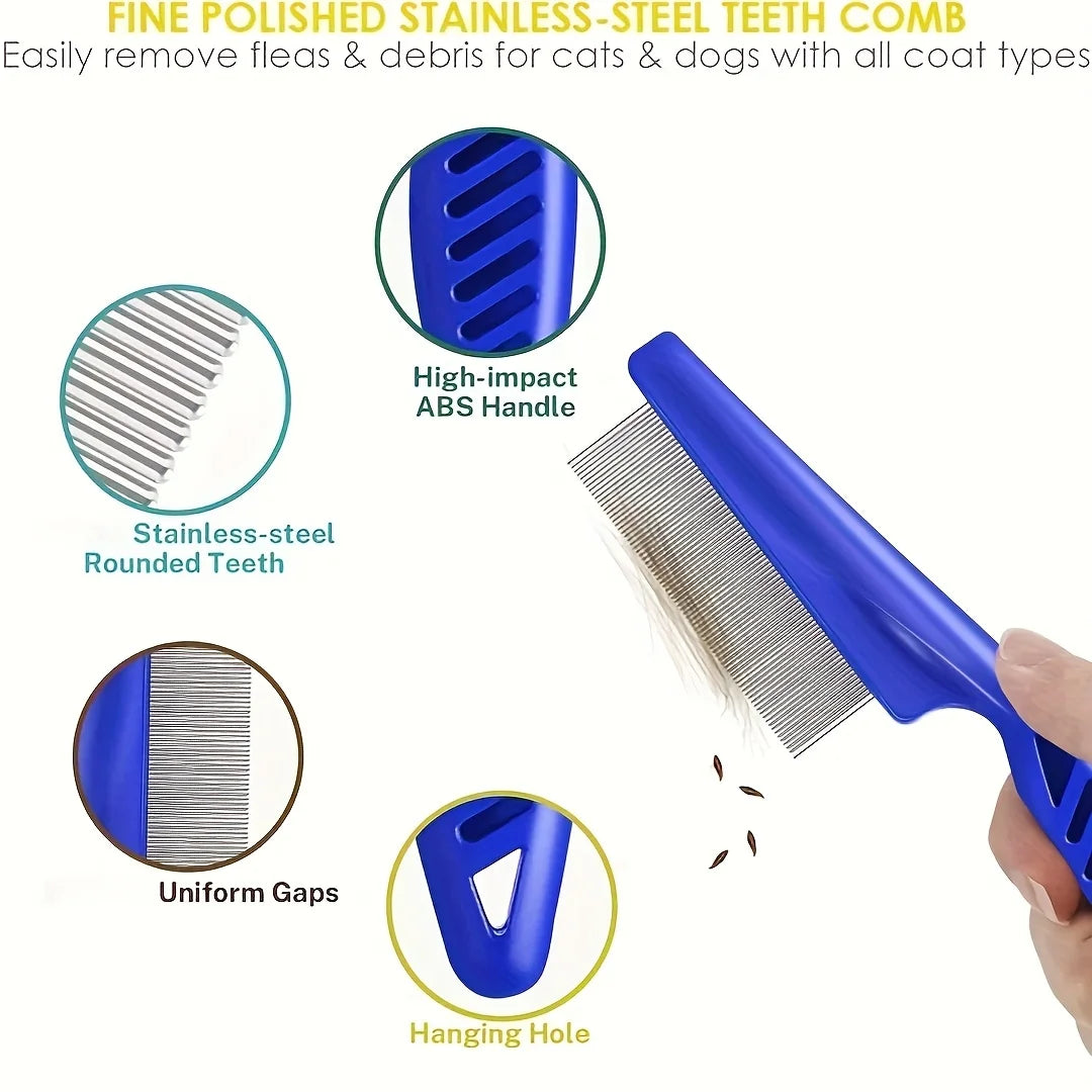 4‑Pack Stainless Steel Grooming Tools for Cats, Dogs & Rabbits