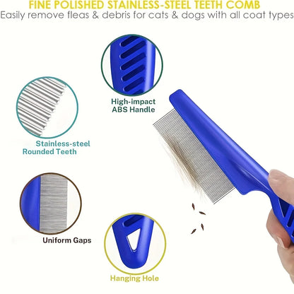 4‑Pack Stainless Steel Grooming Tools for Cats, Dogs & Rabbits