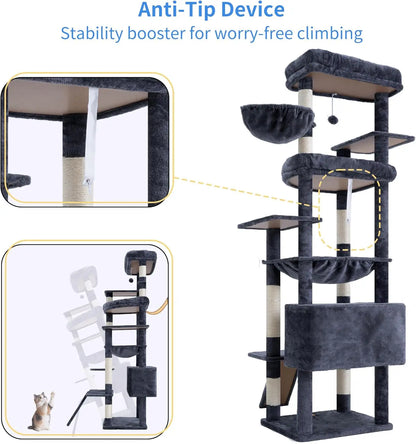 80‑Inch Large Cat Tower – Multi‑Level Cat Tree with Scratching Board & Plush Perches