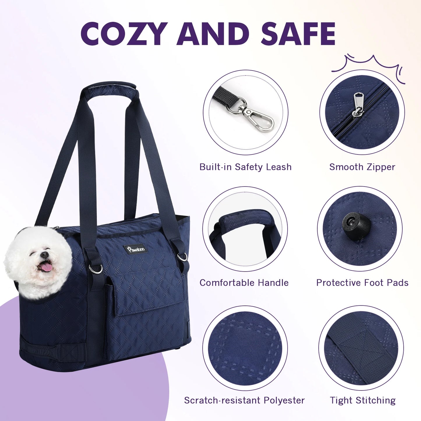 Small Dog Purse Carrier – Pawaboo Soft‑Sided Tote Bag with Storage Pocket for Puppies & Kittens